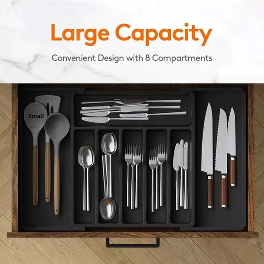 Expandable Utensil Tray Storage Box Home Kitchen Diningware Organizer PP Material Jewelry Accessories Packaging Display