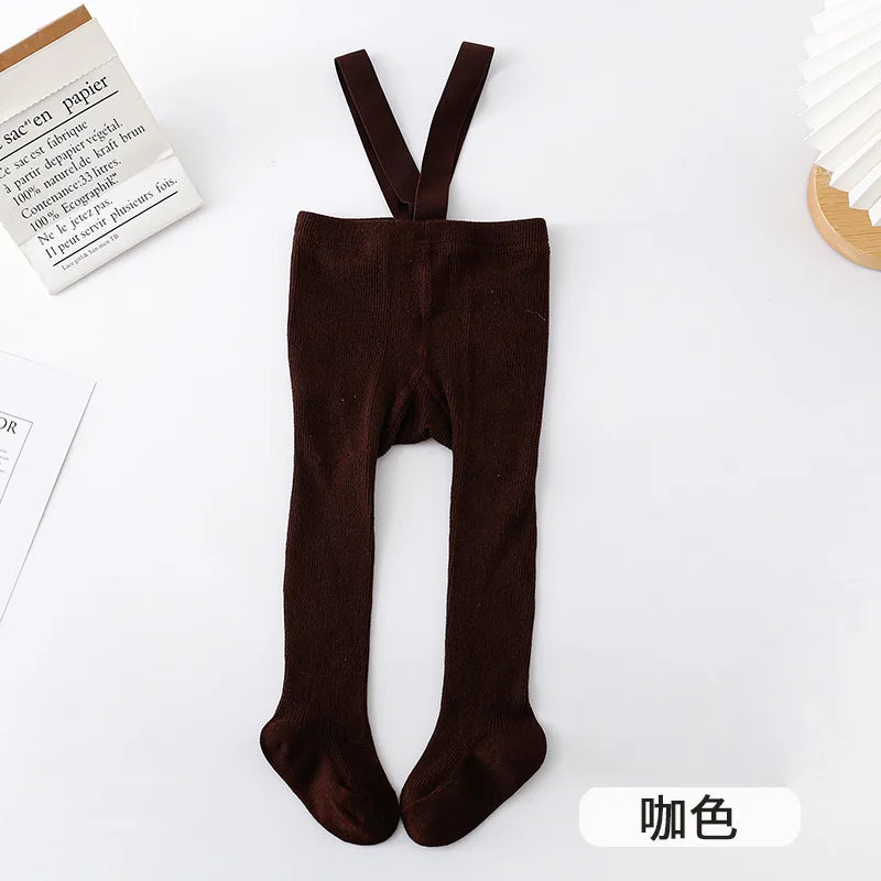 Baby Girl Boy Stocking 0-5years Infant Toddler Knit Tights Newborn Suspender Tights Pantyhose Solid High Waist Overall Legging