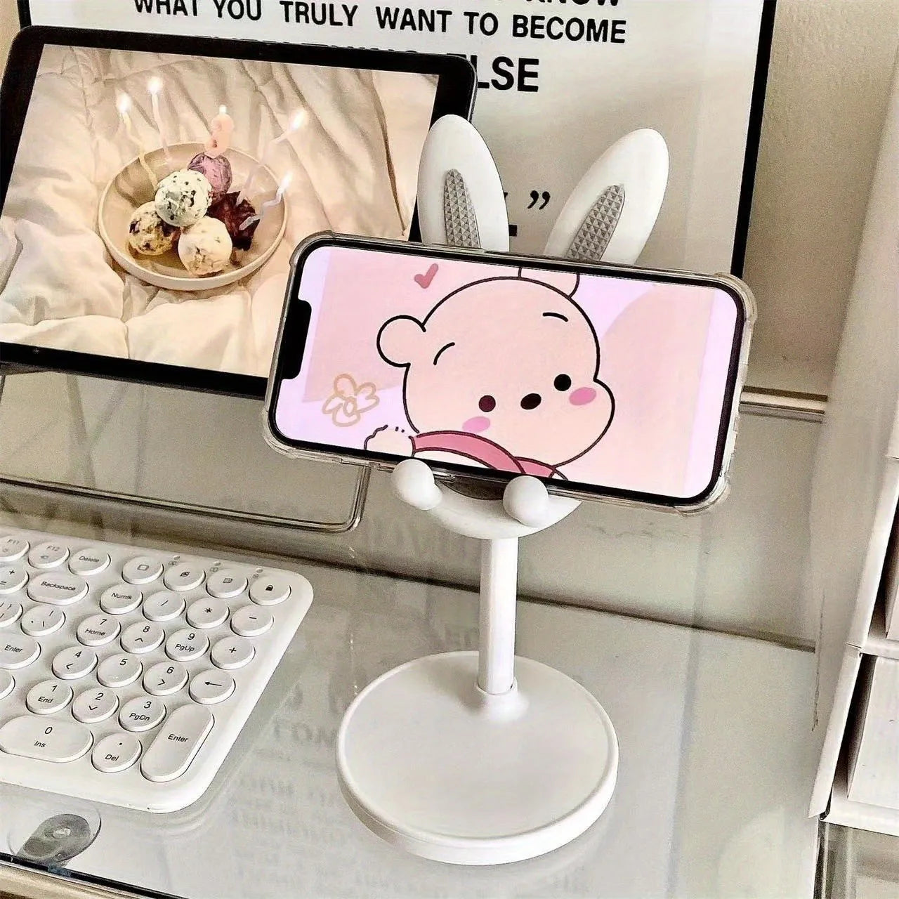 Rabbit Phone Stand – Plastic, Hands-Free, Universal for Phones & Tablets, Room Decor