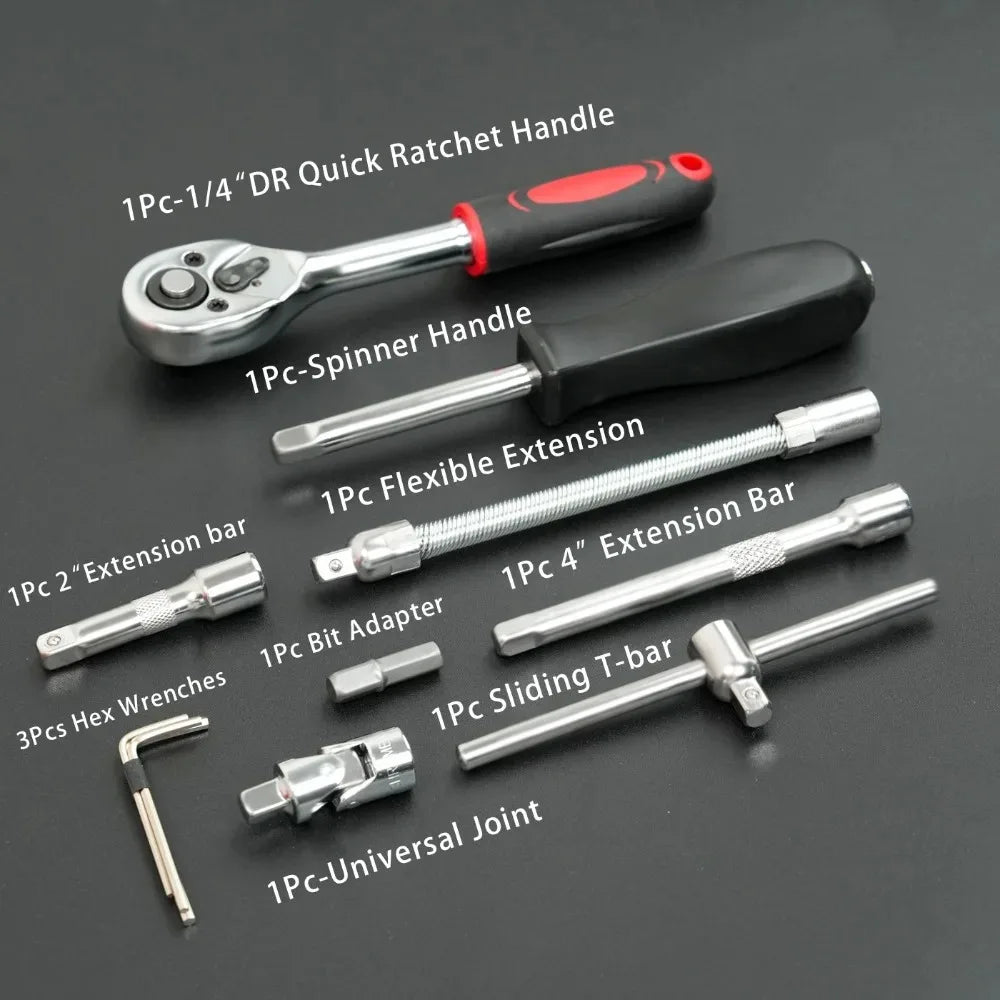 46-piece Socket Wrench Tool, Auto Repair Set, Ratchet Wrench Set, Household Hardware Repair Screwdriver Combination Tool Tool