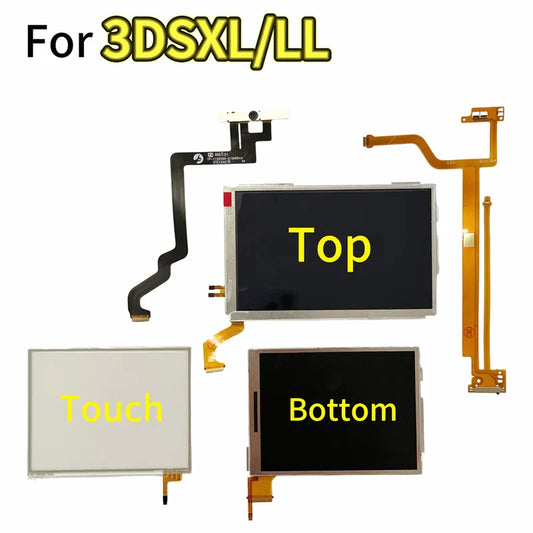 Touch Screen Panel Digitizer Glass for Nintendo 3DSXL 3DSLL Top Upper & Bottom Lower LCD Display Screen Camera Volume Flex Cable
