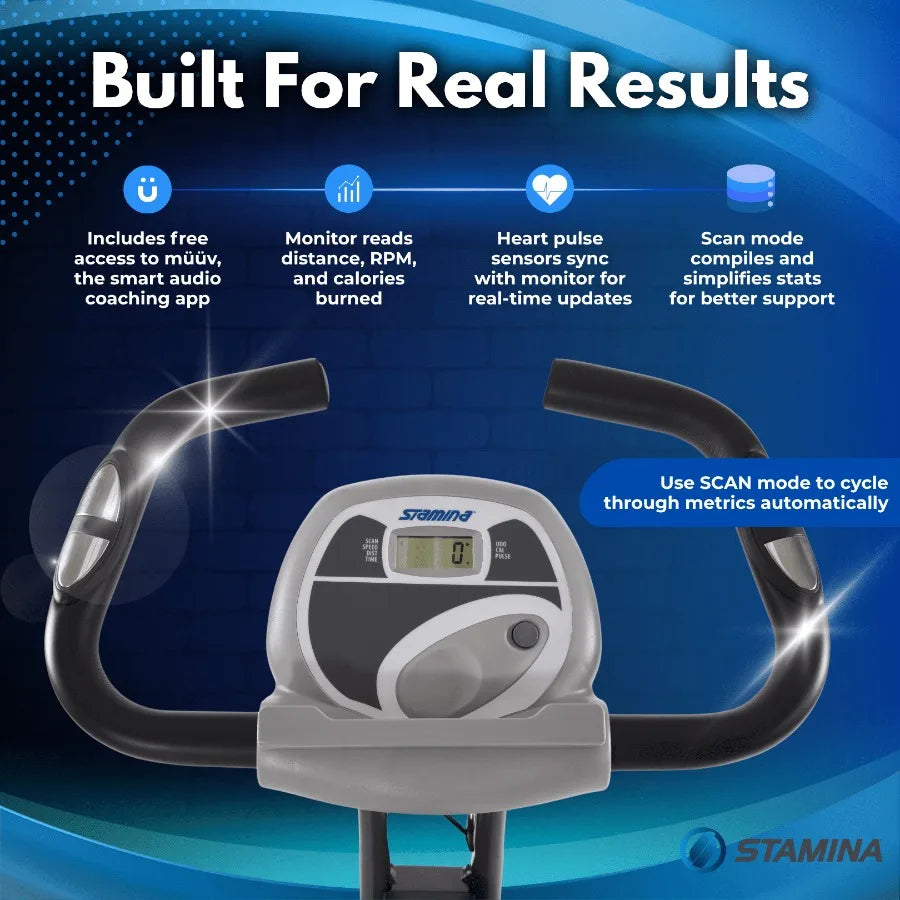 Cardio Folding Exercise Bike with Heart Rate Sensors and Extra Wide Padded Seat