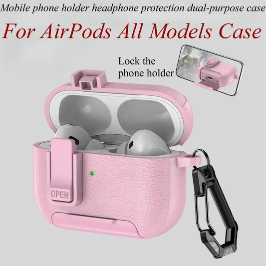 Can be used in mobile phone holders For Airpods 4 Case Shockproof Protective Cover For Airpods Pro 2nd AirPods4 Leather Bracket