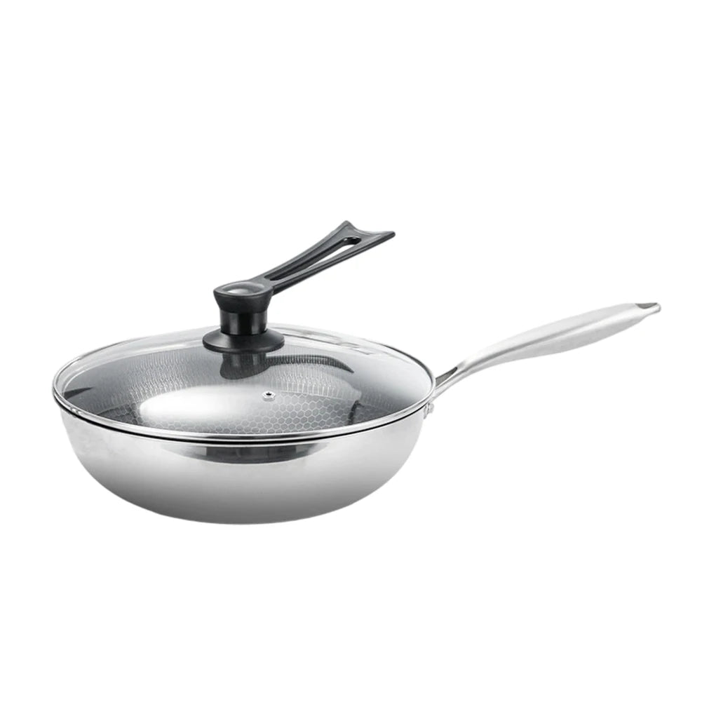 32 Cm Wok Induction Compatible Wok For Everyday Cooking High Heat Resistance Home Cooking Wok Lid Included Multi-Functional Wok