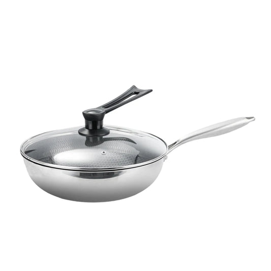 32 Cm Wok Induction Compatible Wok For Everyday Cooking High Heat Resistance Home Cooking Wok Lid Included Multi-Functional Wok