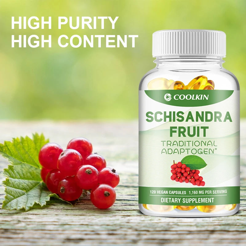 Organic Schisandra Capsules - Relieve Stress, Cardiovascular Health, Boost Immunity - Non-GMO, Gluten-free