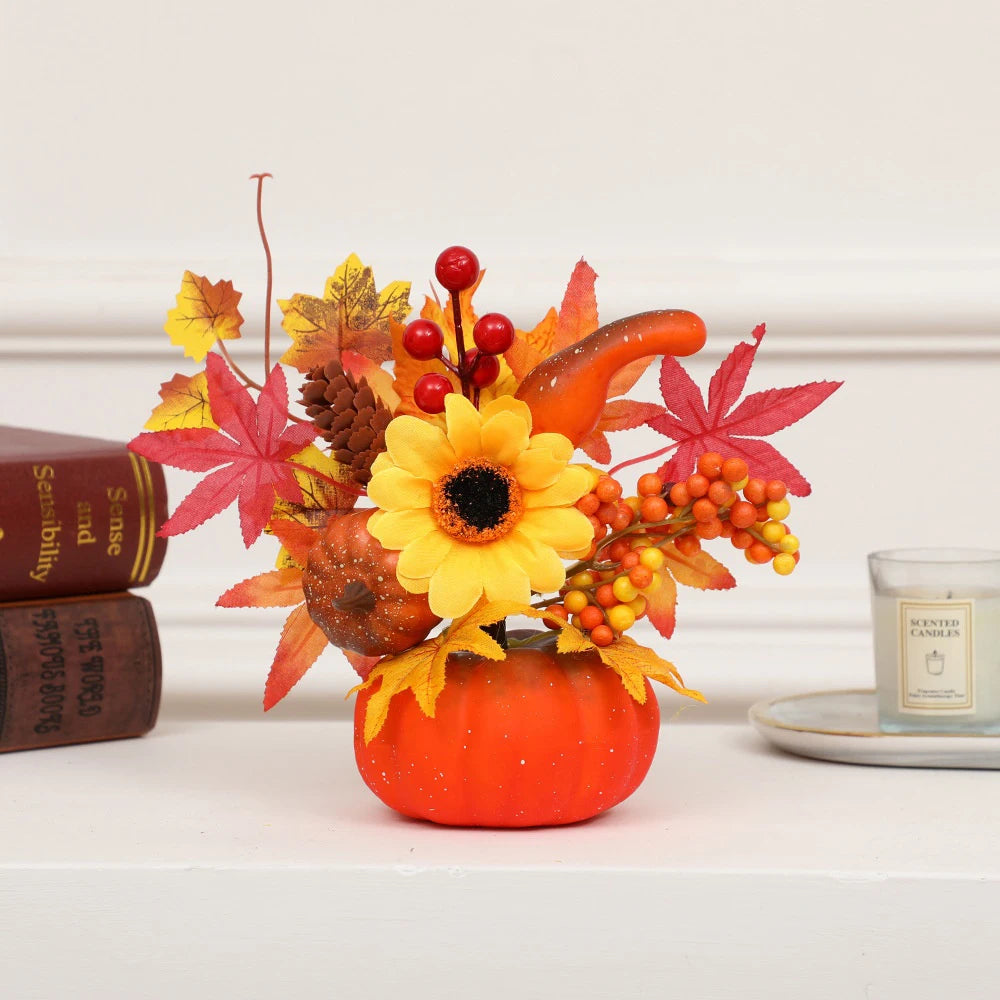 Halloween Artificial Pumpkins Maple Leaf Sunflower Table Home Decor House Prop Autumn Harvest Thanksgiving Party Decor