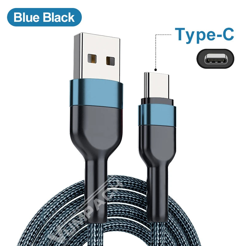 5A USB to Type C Charging Cable Fast Charger Nylon Data Cable For Iphone Xiaomi Huawei Samsung Oppo POCO Type C Charging Cable