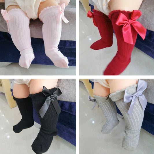Knee High Socks Girl Long Soft Cotton Lace Baby Socks Kids Socks Meias Princess 2020 New Toddlers Girls Big Bow Children Cartoon