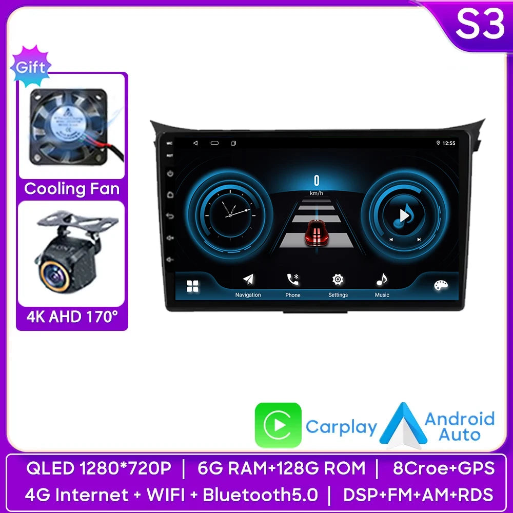 Car Radio Carplay Navigation GPS Android Auto For Hyundai I30 Elantra GT 2012 2013 2014 2015 Stereo Multimedia Player Wifi Video