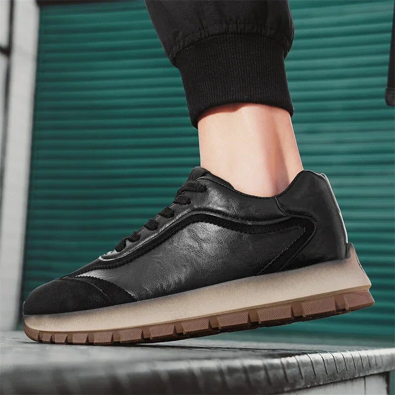 Trendy Men Shoes All Seasons Leather Casual Sneakers Korean Style Fashion Running Shoes Non-slip Wear-resistant Mens Sports Shoe