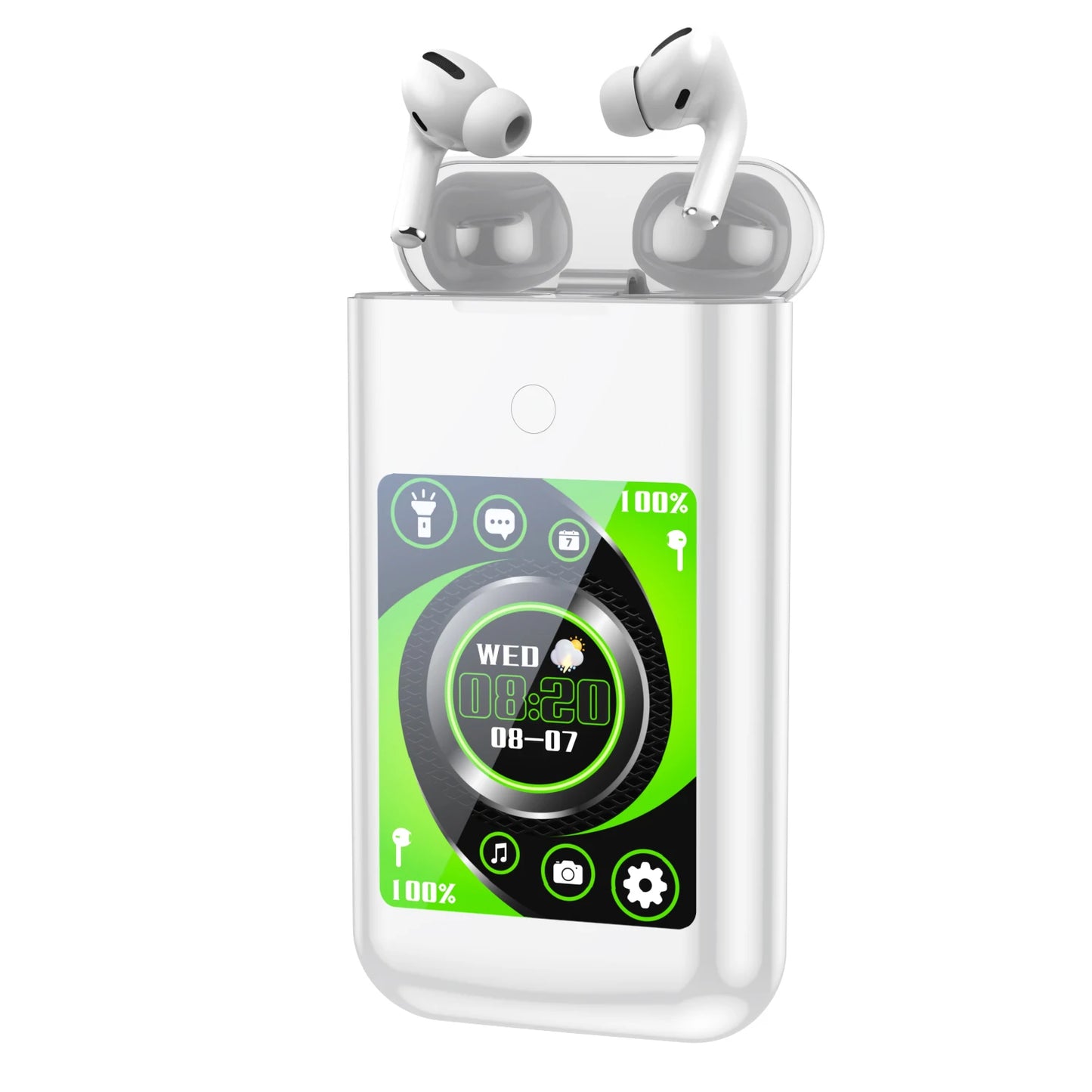 Multiple Function In Ear Bluetooth Wireless Earphone Charging Case With 2.8" Touch Screen Power Bank Headphone Music Game