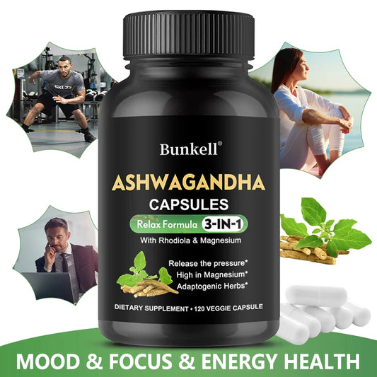 Pure Ashwagandha Root Extract Capsules With Magnesium for Natural Mood, Stress, Focus, Brain, Energy , Sleep Health Support