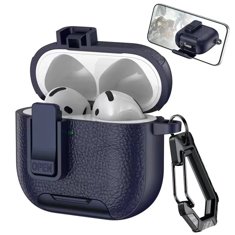 Can be used in mobile phone holders For Airpods 4 Case Shockproof Protective Cover For Airpods Pro 2nd AirPods4 Leather Bracket