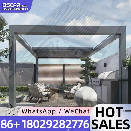 Open Terrace Gazebo With Electronic Patio Cover Louver Canopies For Backyard Garden Outdoor pergola