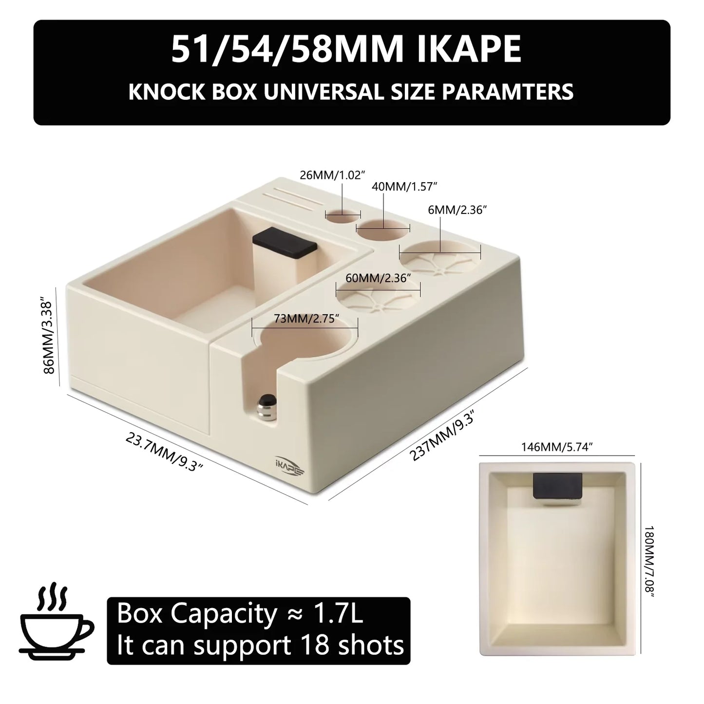 IKAPE V2 Espresso Knock Box Organizer Box for Coffee Beans And Accessories Professional coffee tools for home baristas