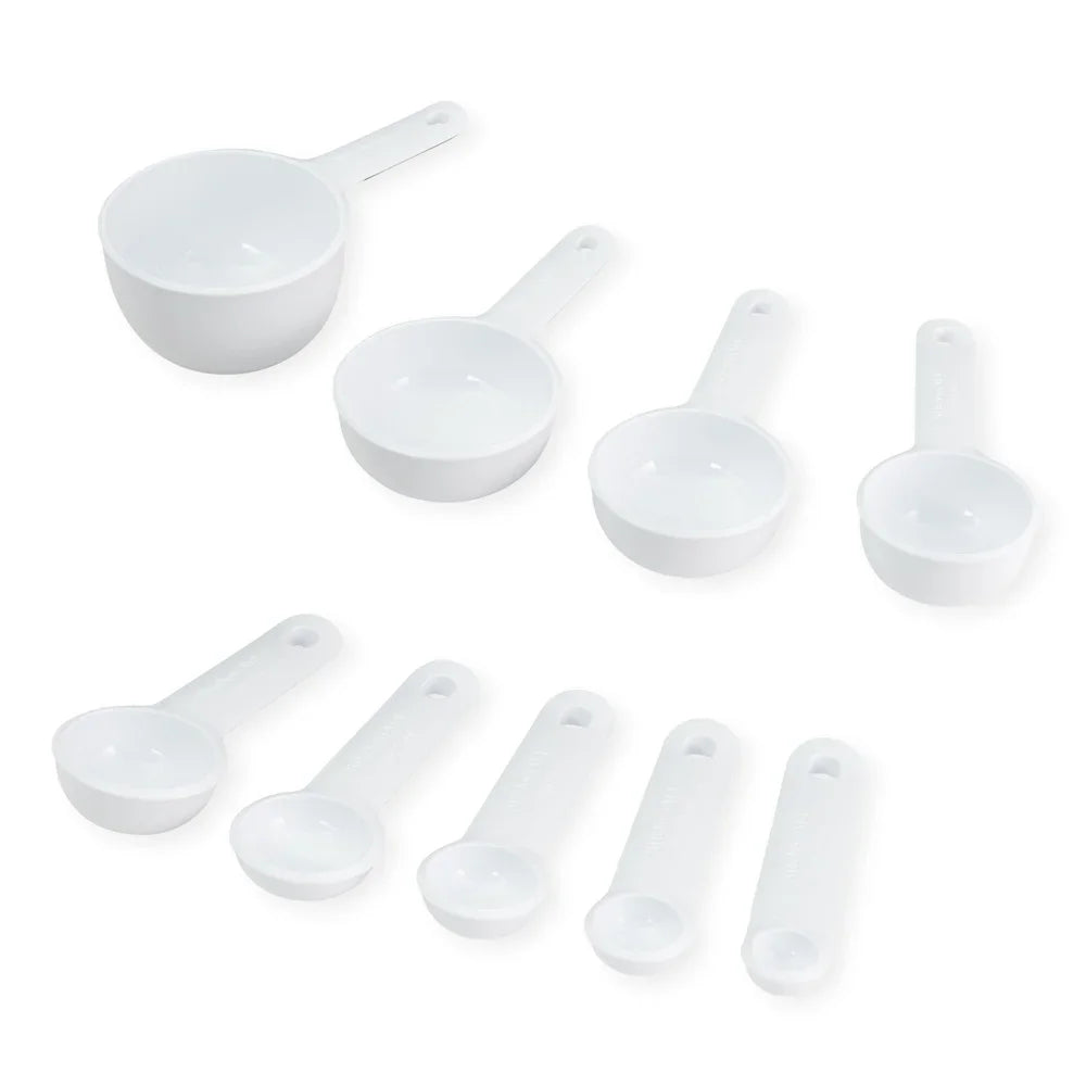 9 Piece Measuring Cups and Spoon Set Essential Kitchen Tools Soft Grip Easy Read Dishwasher Safe Dry and Wet Ingredients