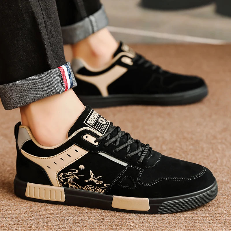 Fashion Vulcanized Shoes Men Flat Casual Walking Sneakers Men's Shoes Casual Leather Shoes Large Size 47 Male Autumn