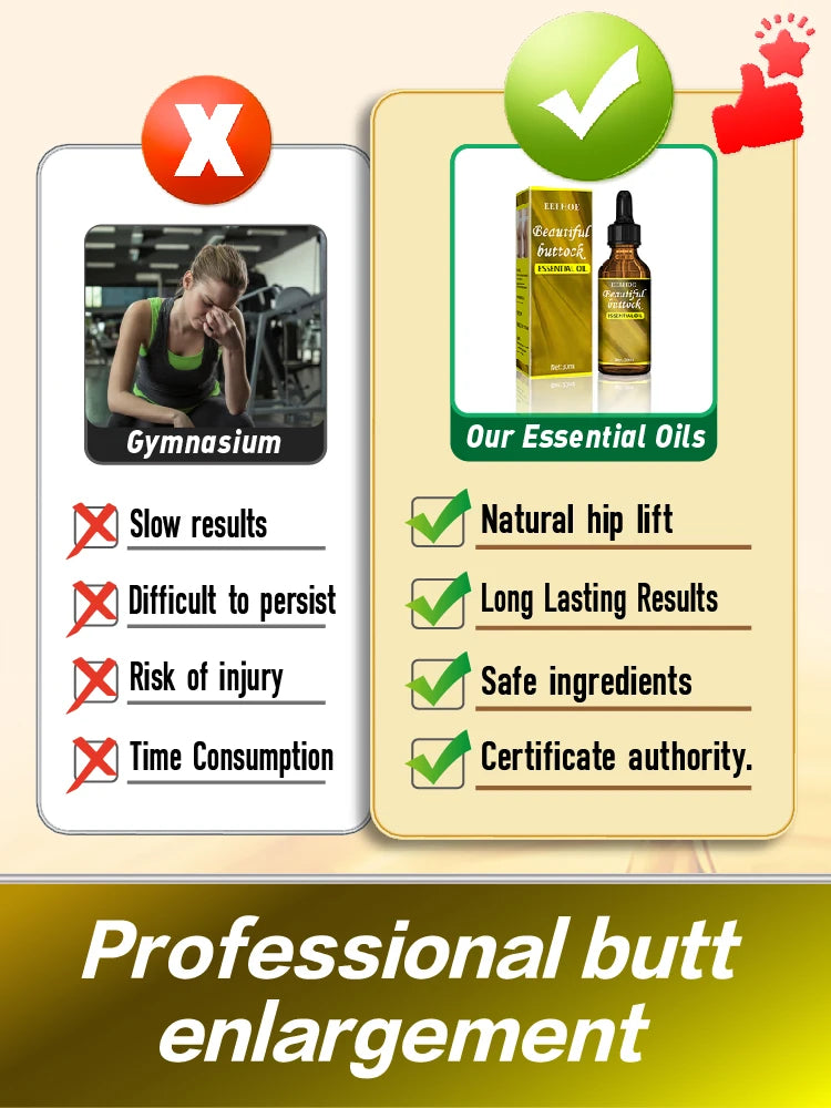 Buttocks oil Enlarge buttocks Make them fuller Rounder More upright Shape