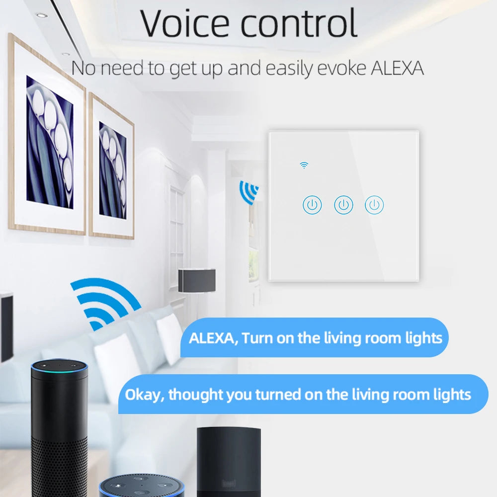 EWelink Wall Smart Switch EU Neutral Wire Required Wi-Fi Touch Switch via eWeLink APP Works With Alexa Google Home AC100-240V