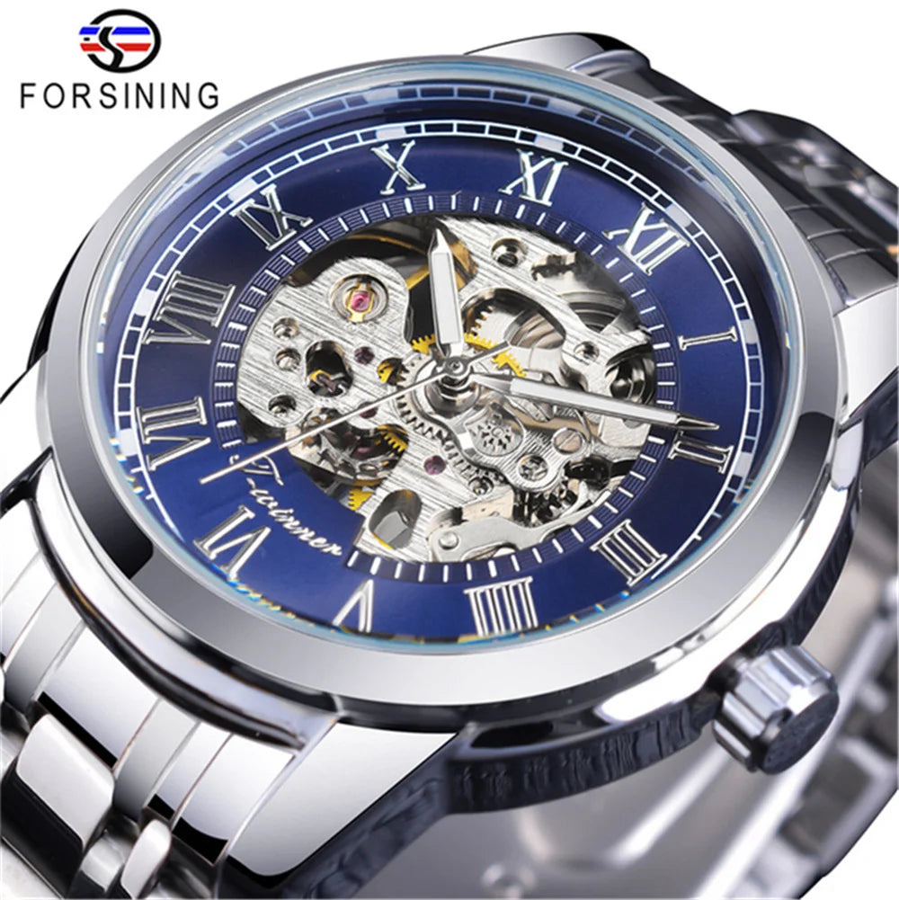 FORSINING 349 Top Brand Men Mechanical New Watches Business Round Skeleton Manual Wrist Watches for Male relojes para hombres