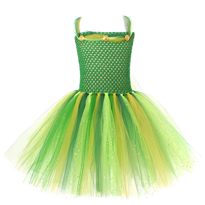 Rainbow Tutu Butterfly Fairy Dress for Girls Halloween Cosplay Elf Princess Birthday Party Dance Stage Play Performance Costume