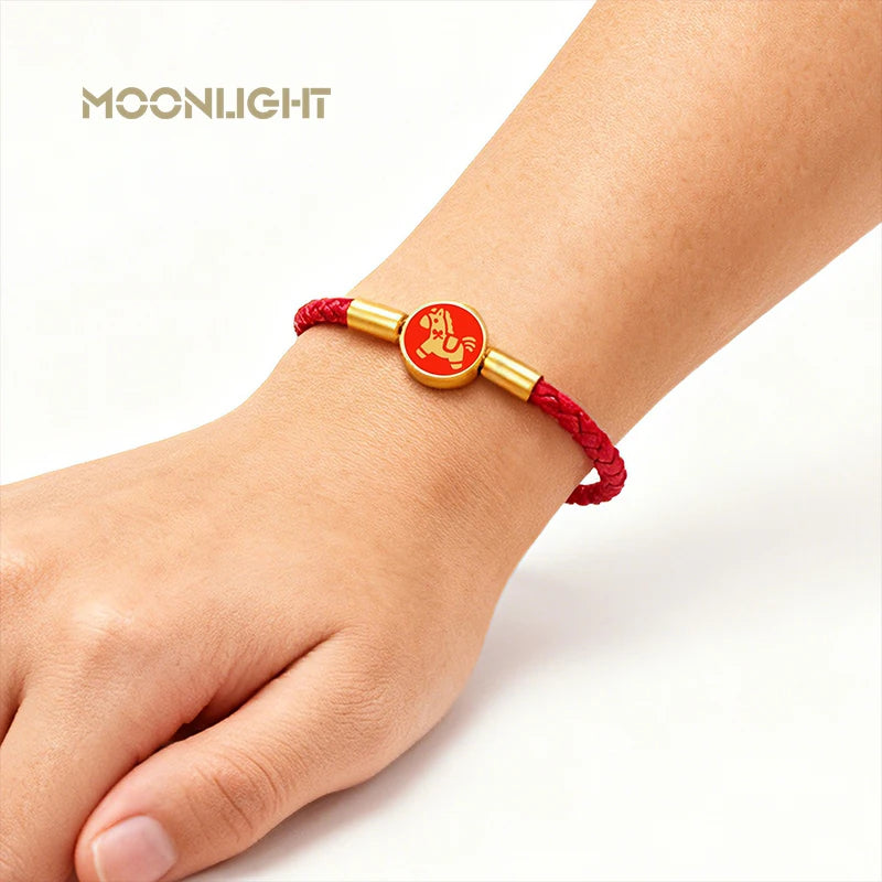 MOONLIGHT Lucky Horse Shape Charm Bracelets High Quality Braided Leather Bracelet Fashion Couple Accessories 2026 New Year Gifts