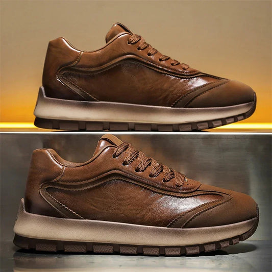 Trendy Men Shoes All Seasons Leather Casual Sneakers Korean Style Fashion Running Shoes Non-slip Wear-resistant Mens Sports Shoe