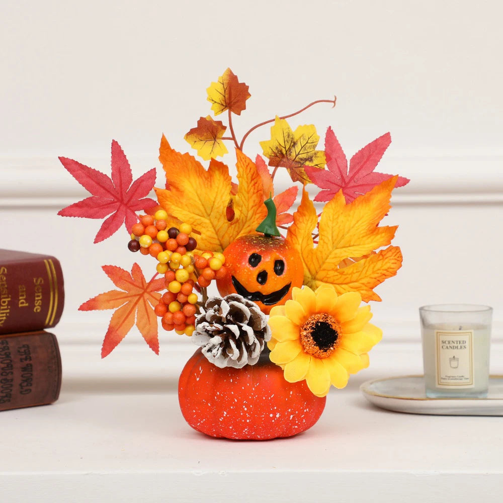 Halloween Artificial Pumpkins Maple Leaf Sunflower Table Home Decor House Prop Autumn Harvest Thanksgiving Party Decor