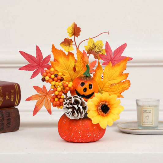 Halloween Artificial Pumpkins Maple Leaf Sunflower Table Home Decor House Prop Autumn Harvest Thanksgiving Party Decor
