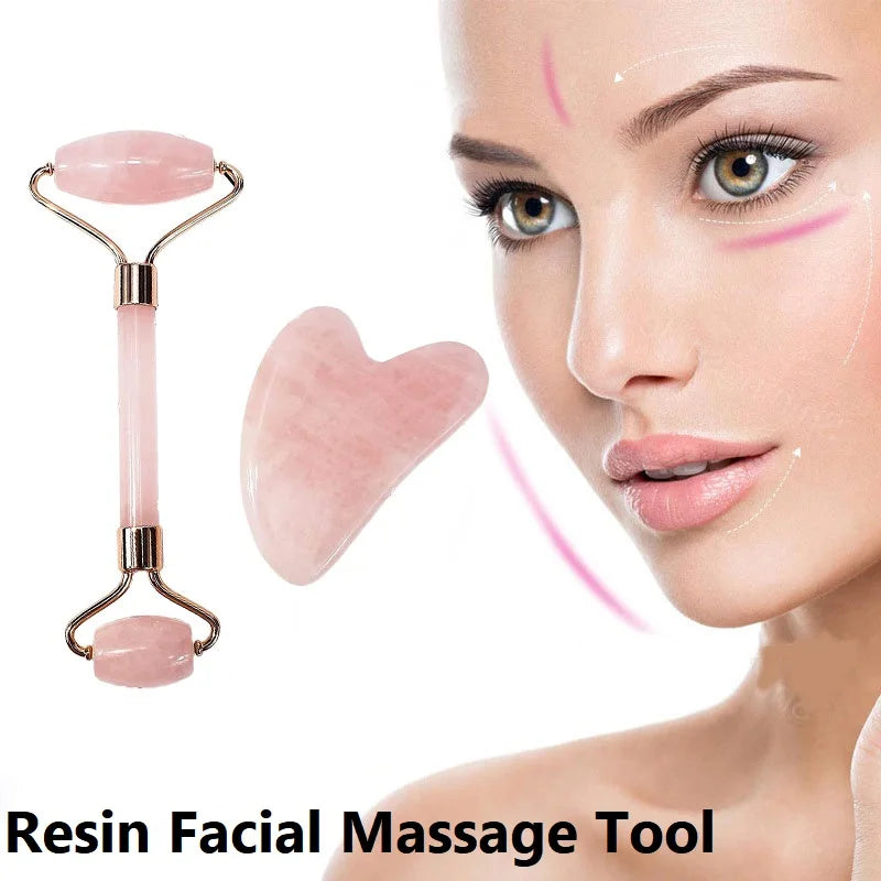 2PCS Gua Sha Facial Stone Facial Massager Roller Skin Care Tools Gousha Stone for The Face Roller Gouache Scraper LBHL07