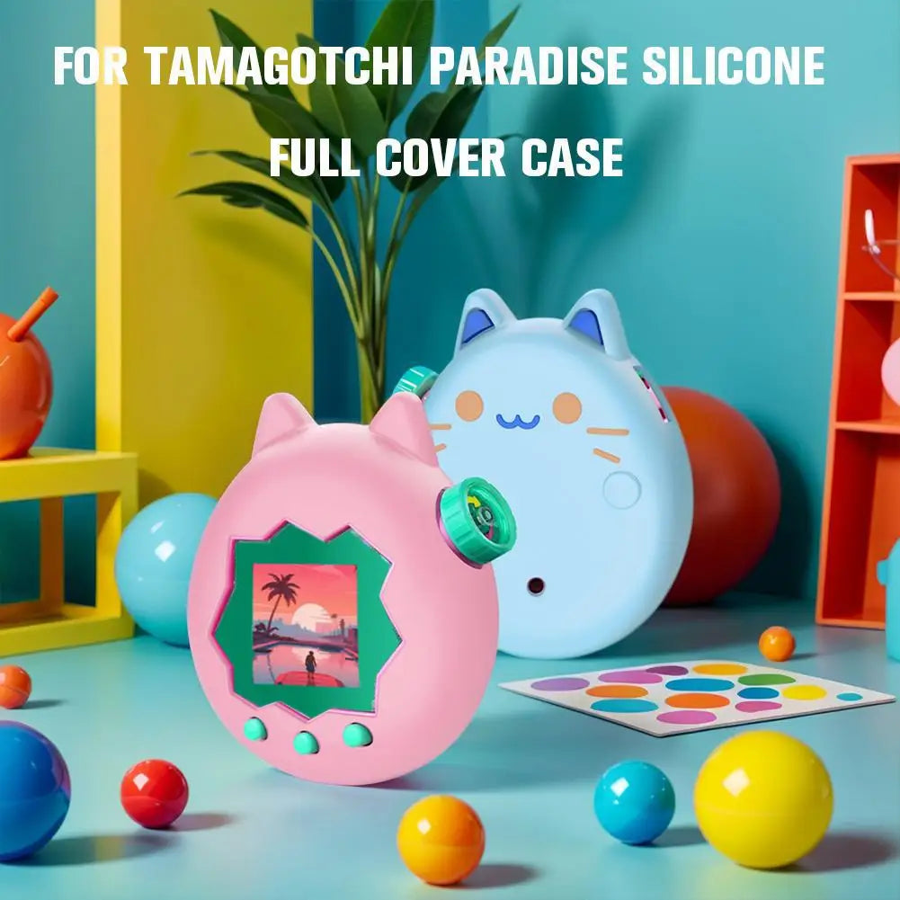 For Tamagotchi Paradise Silicone Case Full-Body Shockproof Cover for Electronic Pet Game, Cute Cartoon Protective Skin