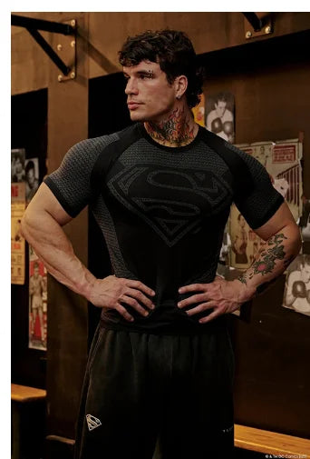 2025 New style Men's High Elastic Quick Dry Sports Shark T-Shirt Tight Workout Breathable Summer Gym Trendy Short sleev