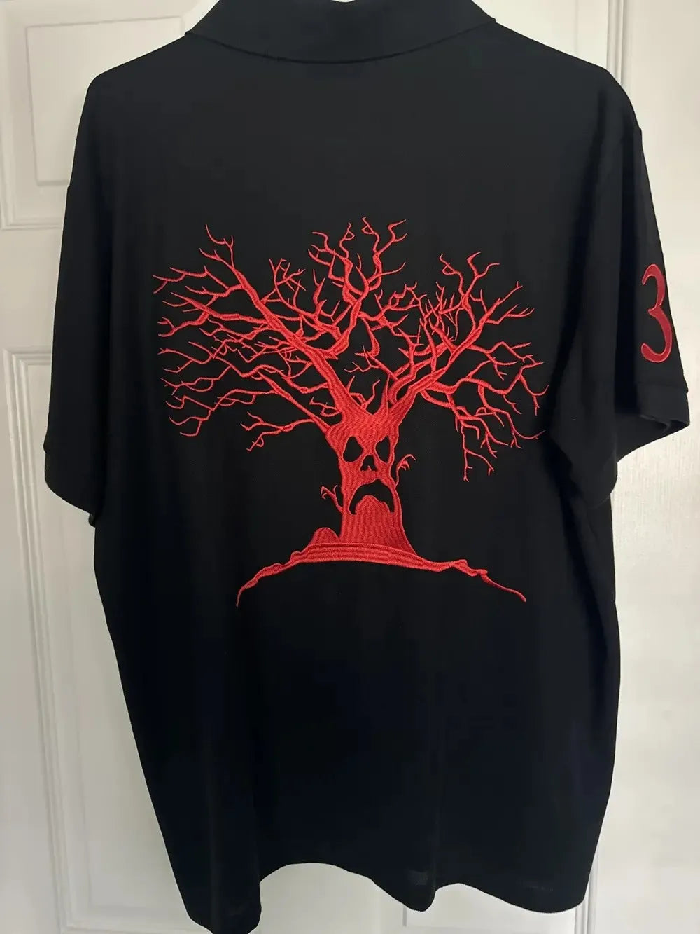 Haunted Mound Polo Shirt America Retro Street Hip Hop Short Sleeve Shirt Y2k Men Casual Embroidery Cotton Top Baseball Clothing