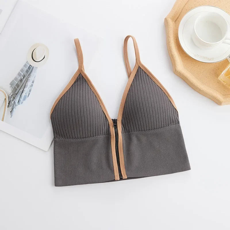 Women Crop Tops Sexy Solid Color Camisole Ice Silk Tube Top Seamless Sports Tank Top Wireless Underwear Padded Bra Bralette Vest