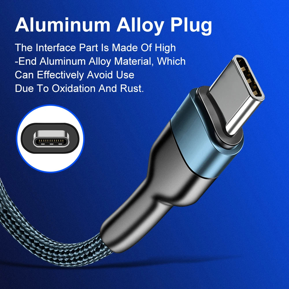 5A USB to Type C Charging Cable Fast Charger Nylon Data Cable For Iphone Xiaomi Huawei Samsung Oppo POCO Type C Charging Cable