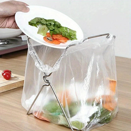 Desktop Trash Bag Holder,Small Garbage Bag Rack,Home Kitchen Countertop Folding Trash Bag Bracket Organizer Dishcloth Towel Rack