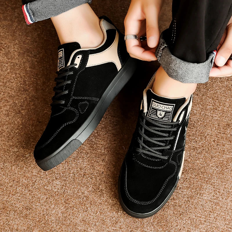 Fashion Vulcanized Shoes Men Flat Casual Walking Sneakers Men's Shoes Casual Leather Shoes Large Size 47 Male Autumn