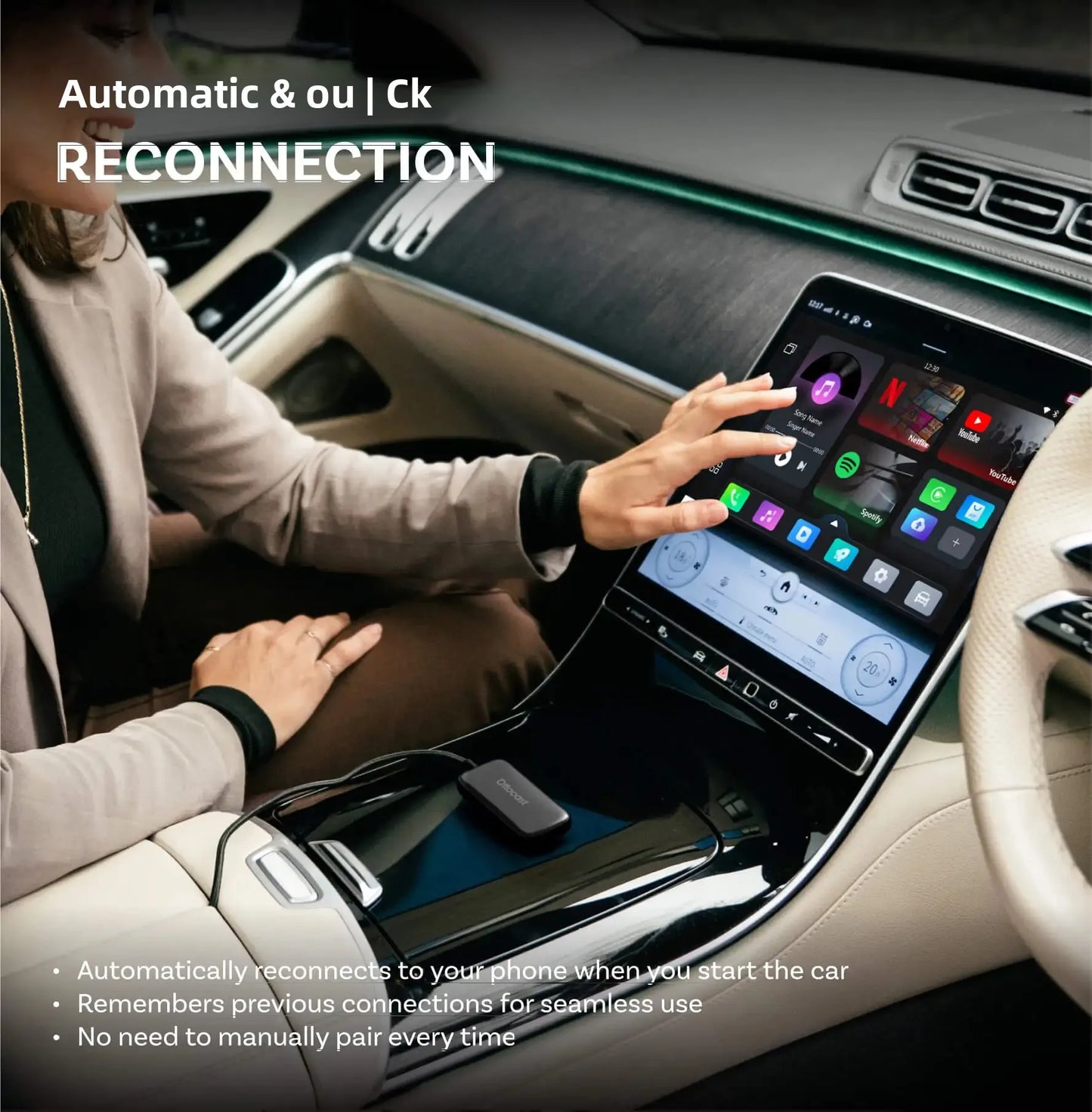 OTTOCAST Play2Video Ultra Wireless CarPlay Android Auto Adapter for Youtube for Netflix Video Box Car Accessories
