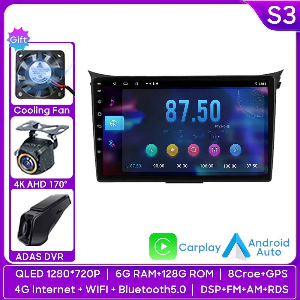 Car Radio Carplay Navigation GPS Android Auto For Hyundai I30 Elantra GT 2012 2013 2014 2015 Stereo Multimedia Player Wifi Video