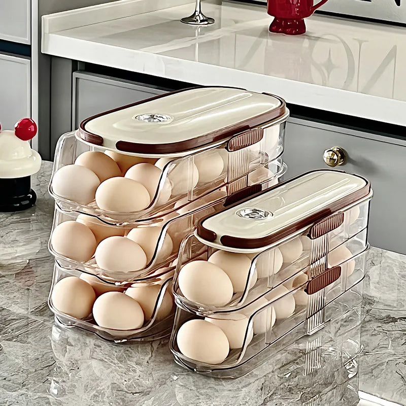 Large-capacity automatic rolling egg organizer home kitchen special preservation egg holder