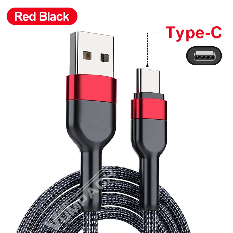 5A USB to Type C Charging Cable Fast Charger Nylon Data Cable For Iphone Xiaomi Huawei Samsung Oppo POCO Type C Charging Cable