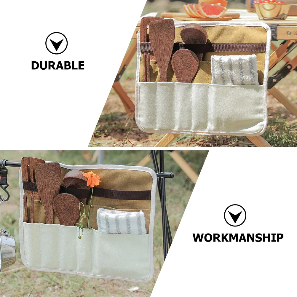Backpack Outdoor Cutlery Storage Bag Travel Serving Utensils Camping Canvas Dinnerware
