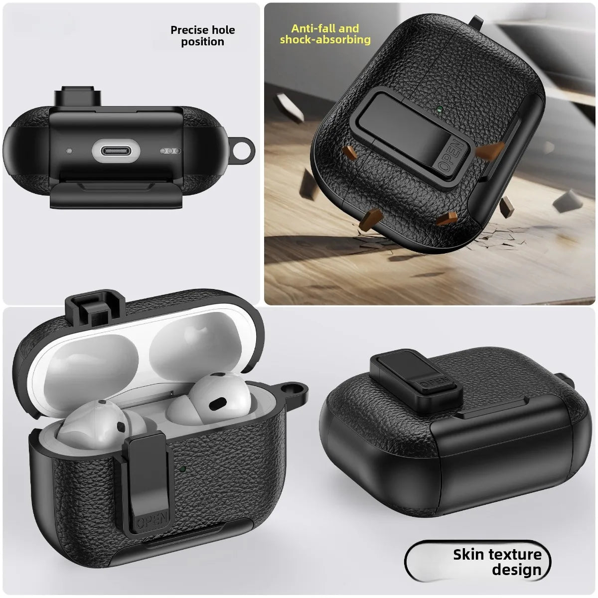Can be used in mobile phone holders For Airpods 4 Case Shockproof Protective Cover For Airpods Pro 2nd AirPods4 Leather Bracket