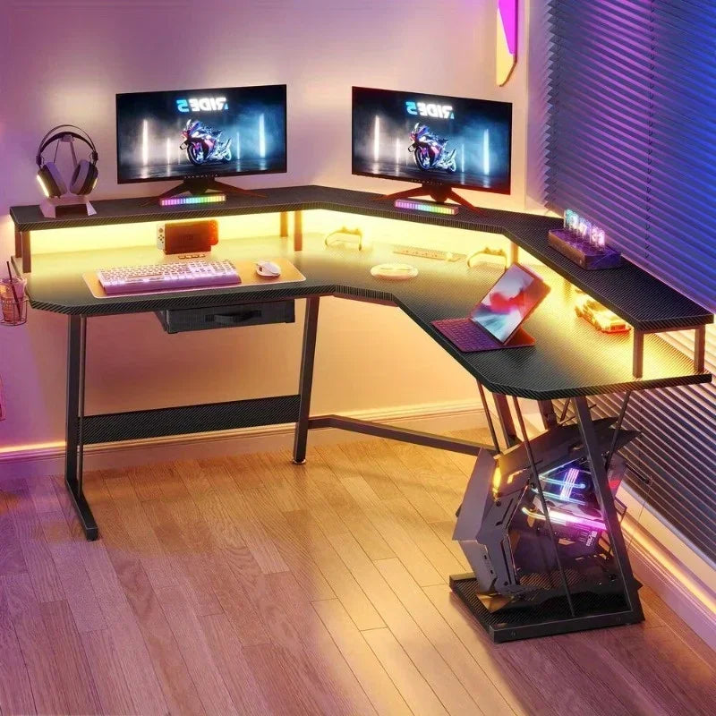 ✨ ProGamer L-Shaped Desk – RGB Lights & Power Hub for Ultimate Gaming ✨