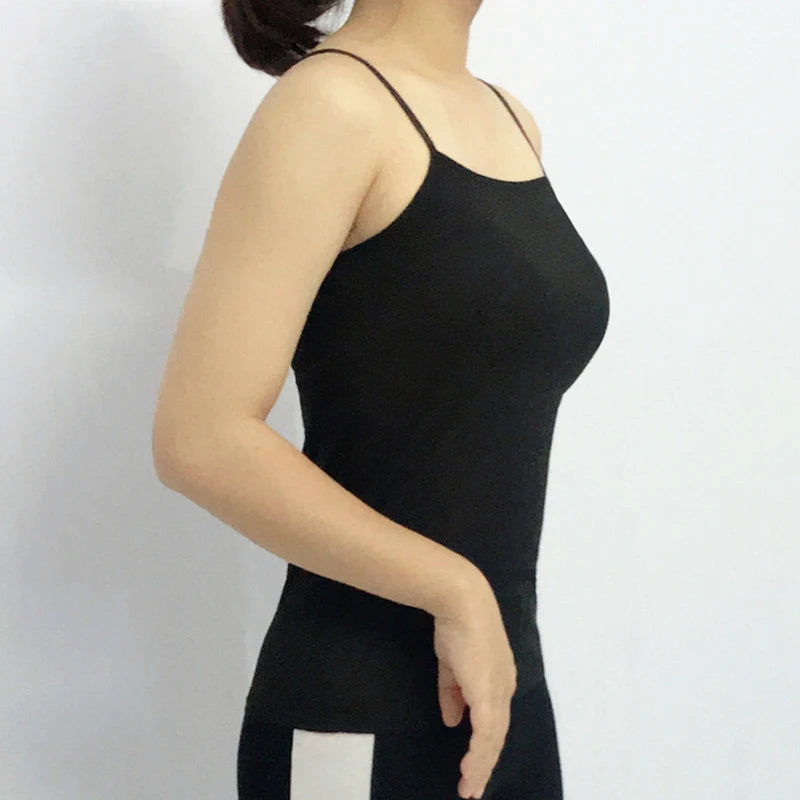 Women Camisoles Summer Girl Sexy Strap Polyester Sleeveless Thin Camisole Vest Solid Top Simple Base Vest Tops Female Undies