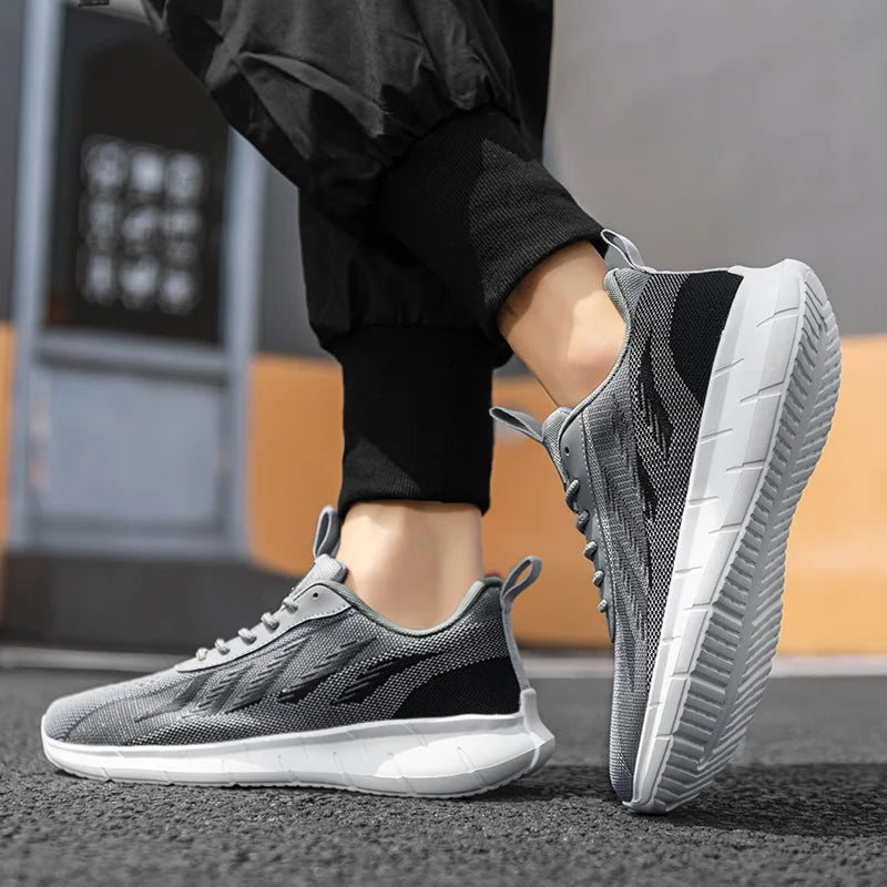 Men's Sports Sneakers Summer Breathable Outdoor Fitness Lightweight Mesh Running Shoes Comfortable Casual Shoes White Tennis Man