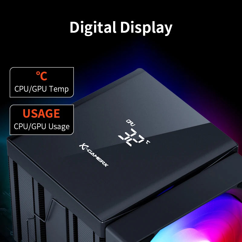 Power Train X-GAMERX MK6 dual tower radiator CPU fan ARGB digital display six copper tube desktop computer air cooling