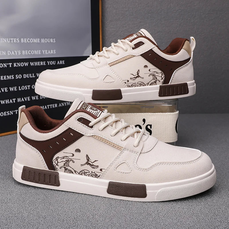 Fashion Vulcanized Shoes Men Flat Casual Walking Sneakers Men's Shoes Casual Leather Shoes Large Size 47 Male Autumn