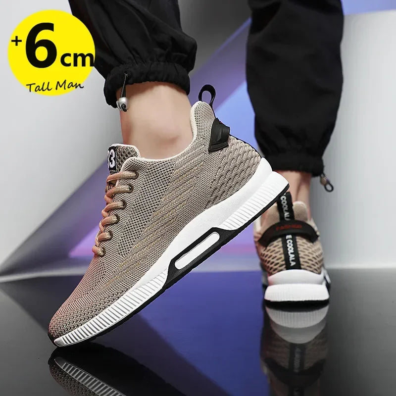 2024 Plus Size 37-46 Sneakers Men Height Increase Insoles 6cm Elevator Shoes Taller Heel Lift Zapatillas Men's Casual Shoes
